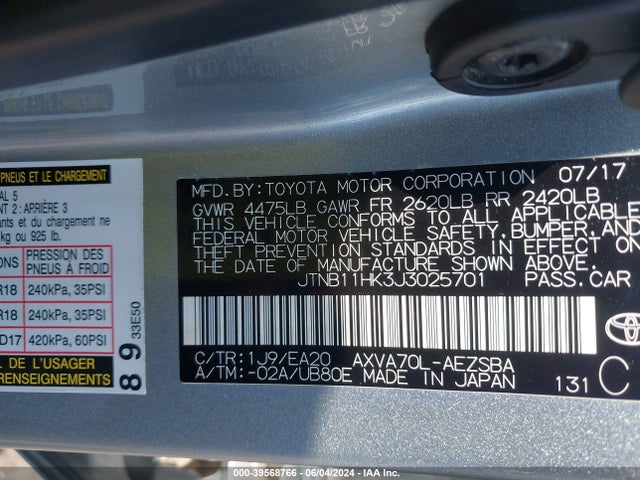 Toyota CAMRY SE 2018 JTNB11HK3J3025701 Image 9