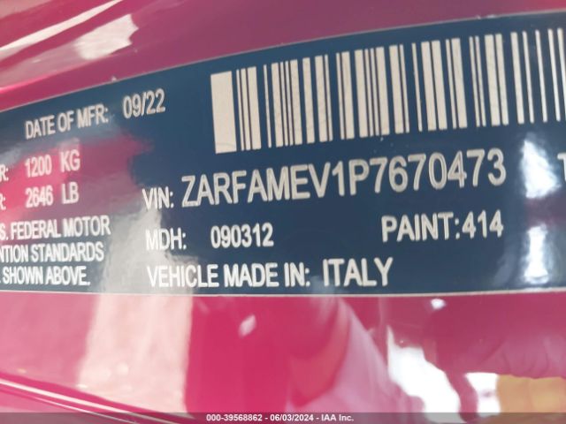 ZARFAMEV1P7670473 Alfa Romeo Giulia Quadrifoglio Rwd