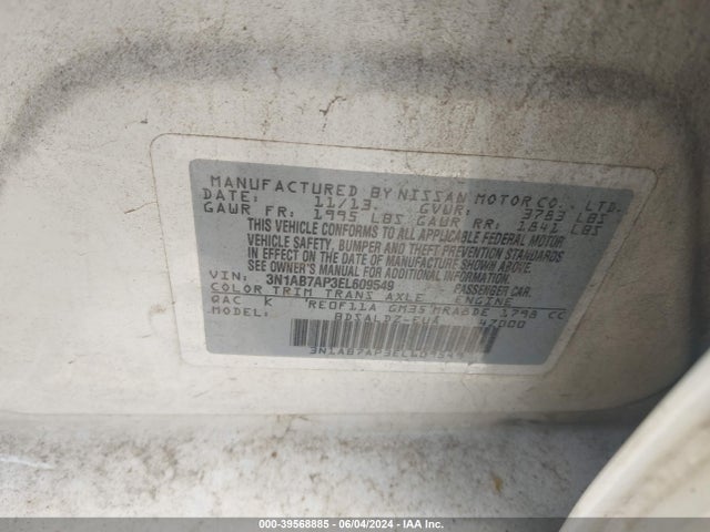 Nissan SENTRA SV 2014 3N1AB7AP3EL609549 Image 9