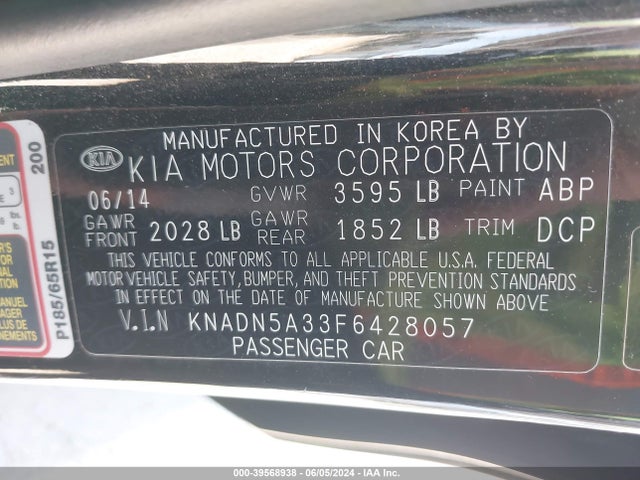 KIA RIO EX 2015 KNADN5A33F6428057 Image 9