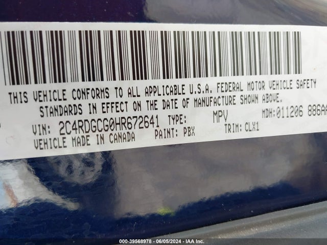 Dodge Grand Caravan Sxt 2017 2C4RDGCG0HR672641 Image 9