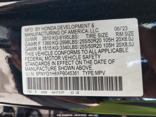 Honda Pilot Awd Elite 2023 5FNYG1H8XPB045361 Image 9