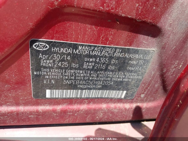 Hyundai SONATA GLS 2014 5NPEB4AC5EH942054 Image 9