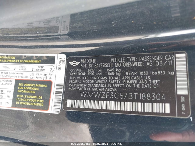 2011 MINI COOPER CLUBMAN WMWZF3C57BT188304 Photo 8