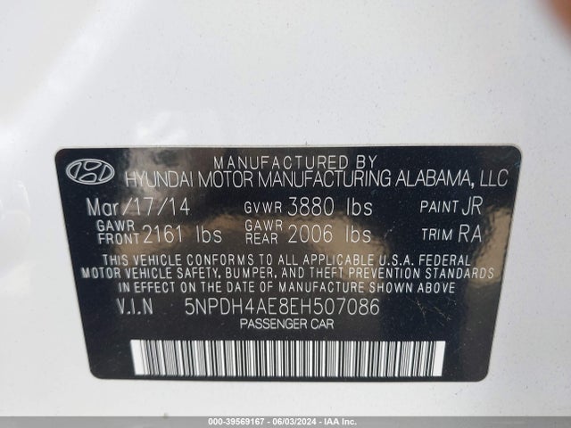 Hyundai ELANTRA SE 2014 5NPDH4AE8EH507086 Image 9