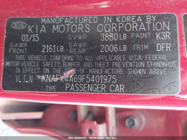 KNAFX4A69F5401975 KIA FORTE LX