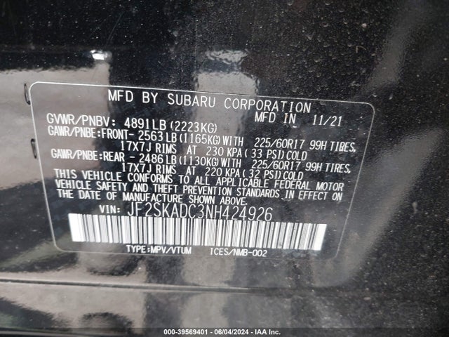 JF2SKADC3NH424926 Subaru Forester Premium