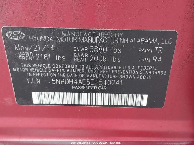 5NPDH4AE5EH540241 Hyundai ELANTRA SE