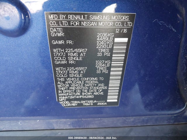 Nissan ROGUE SV 2017 KNMAT2MT4HP542863 Image 9