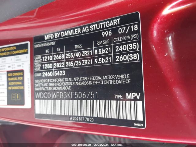 WDC0J6EB3KF506751 Mercedes-Benz Amg Glc 43 Coupe 4matic