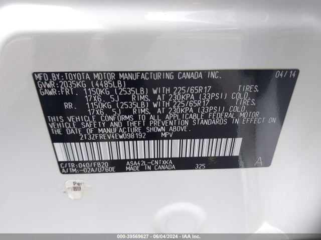 Toyota RAV4 LE 2014 2T3ZFREV4EW098192 Image 9