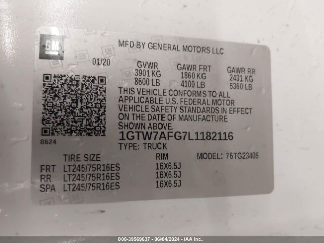 1GTW7AFG7L1182116 GMC Savana Cargo Rwd 2500 Regular Wheelbase Work Van