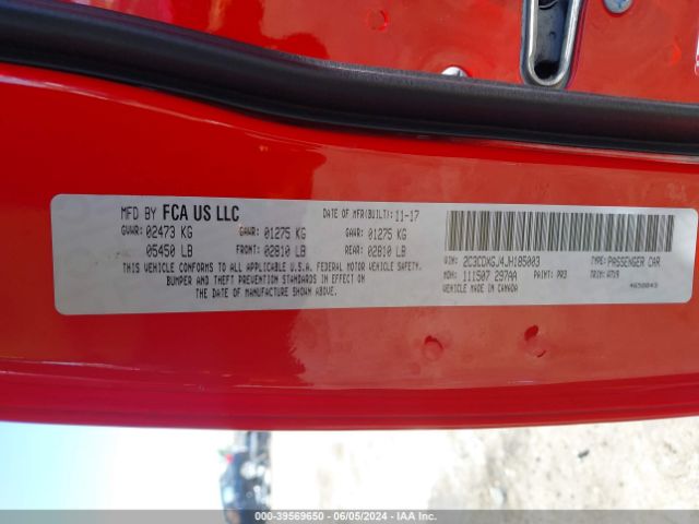 2C3CDXGJ4JH185003 Dodge Charger R/t Scat Pack Rwd