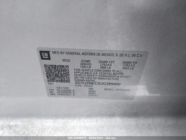 GMC Sierra 1500 Slt 2018 3GTU2NEC0JG399890 Image 9