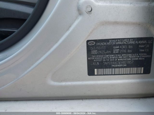 5NPEB4AC5EH827857 Hyundai SONATA GLS