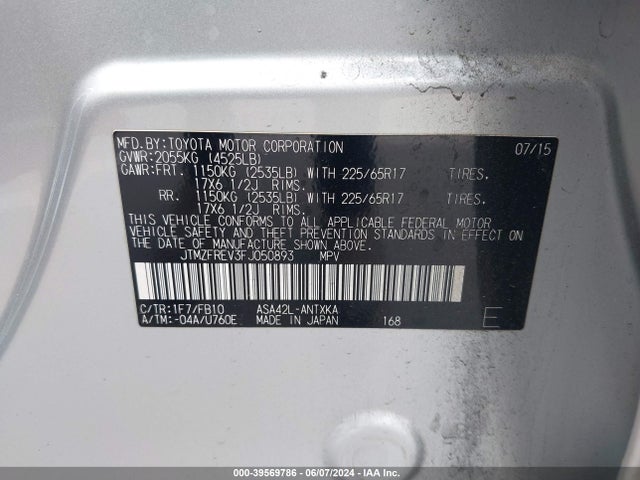 Toyota RAV4 LE 2015 JTMZFREV3FJ050893 Image 9