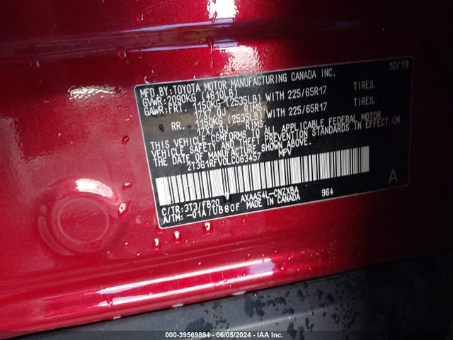 Toyota RAV4 LE 2020 2T3G1RFV0LC063457 Image 9