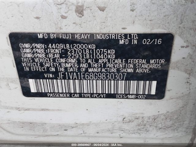 JF1VA1E68G9830307 Subaru Wrx Premium