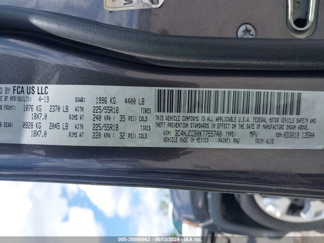 3C4NJCCB0KT755740 Jeep Compass Limited Fwd