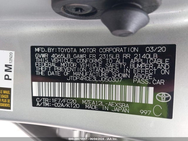Toyota COROLLA SE 2020 JTDP4RCE3LJ050307 Image 9