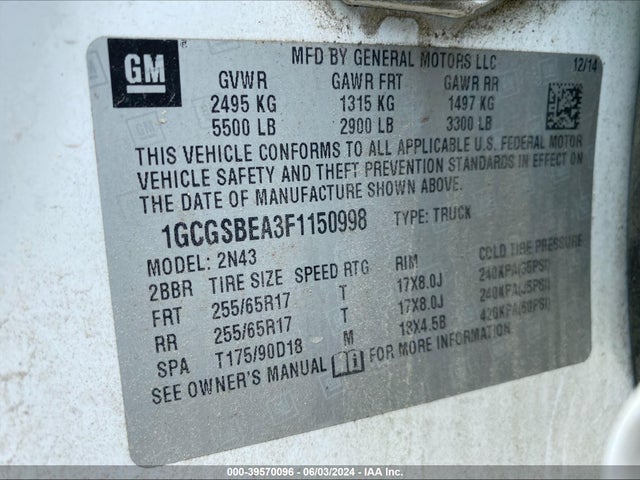 Chevrolet Colorado Lt 2015 1GCGSBEA3F1150998 Image 8