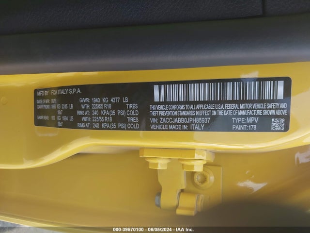ZACCJABB0JPH85937 Jeep Renegade Altitude Fwd