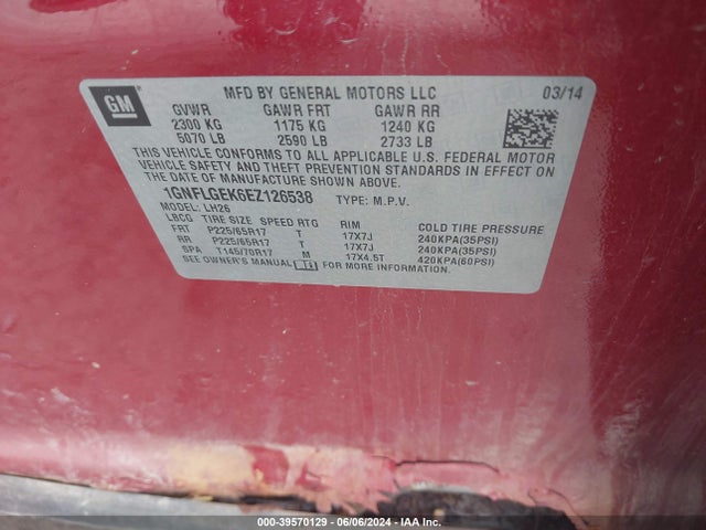 Chevrolet Equinox 2lt 2014 1GNFLGEK6EZ126538 Image 9