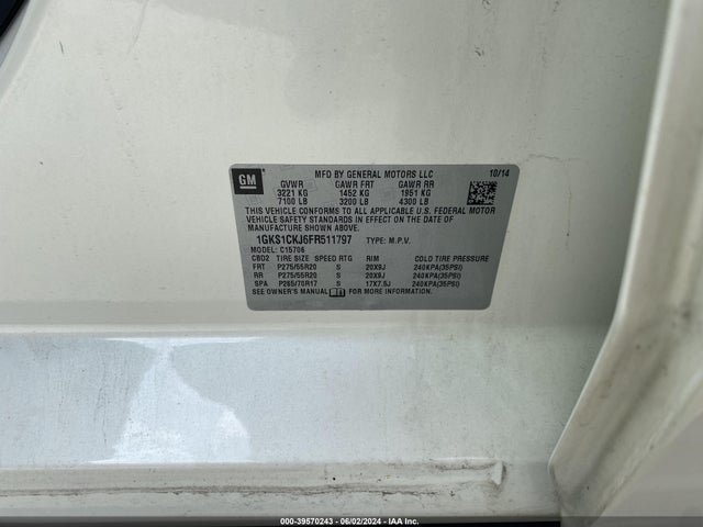 GMC YUKON DENALI 2015 1GKS1CKJ6FR511797 Image 9