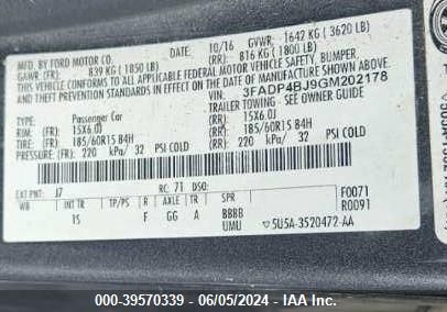 3FADP4BJ9GM202178 Ford Fiesta