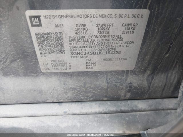 3GNCJKSB1KL164326 Chevrolet TRAX LS