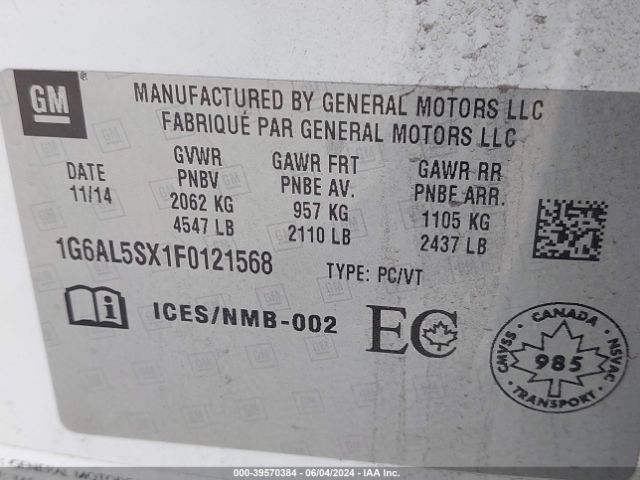 1G6AL5SX1F0121568 Cadillac Ats Premium
