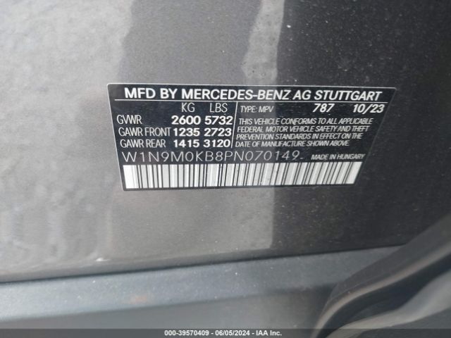 W1N9M0KB8PN070149 Mercedes-Benz Eqb 300 Suv 4matic