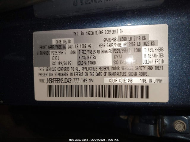 Mazda CX-5 SPORT 2018 JM3KFBBM8J0431777 Image 9