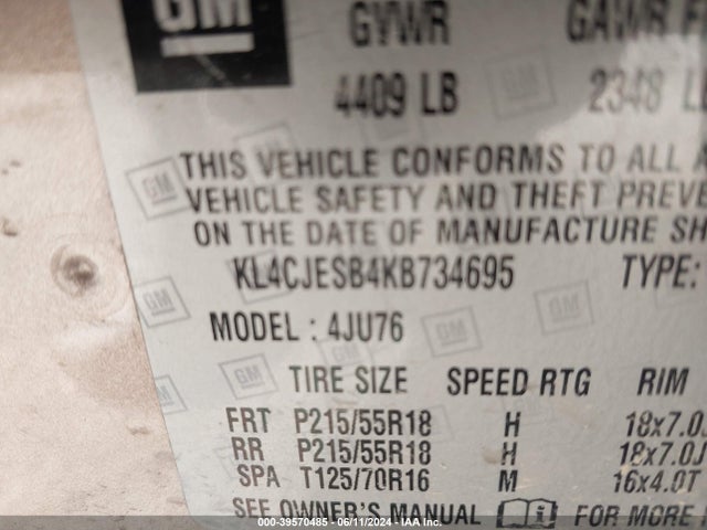 Buick Encore Awd Preferred 2019 KL4CJESB4KB734695 Image 9