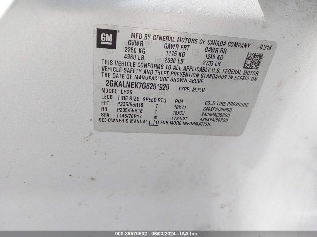 2GKALNEK7G6251929 GMC Terrain Sle-2