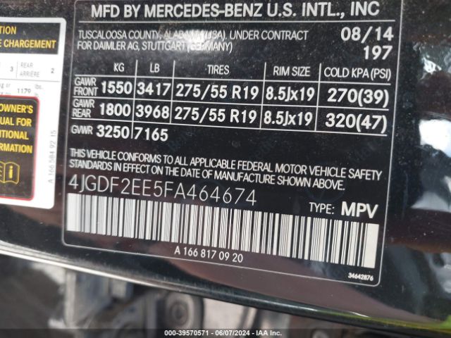4JGDF2EE5FA464674 Mercedes-Benz Gl 350 Bluetec 4matic