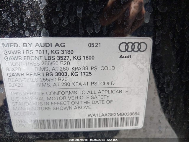 WA1LAAGE2MB038884 Audi E-tron Premium Plus Quattro