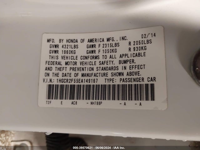 Honda Accord Sport 2014 1HGCR2F55EA149167 Image 9