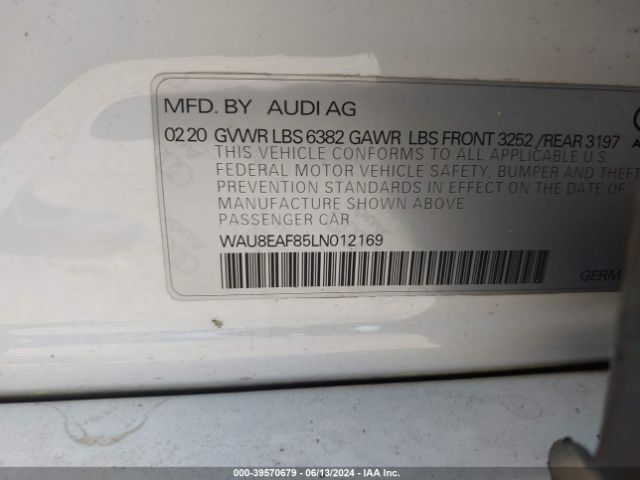 2020 AUDI A8 L WAU8EAF85LN012169 Photo 8