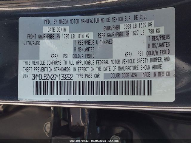 3MYDLBZV2GY139292 Scion IA