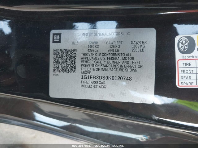 Chevrolet Camaro 1lt 2019 1G1FB3DS0K0120748 Image 9
