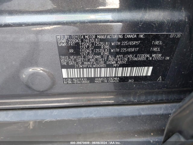 Toyota Rav4 Xle 2020 2T3W1RFV4LW090865 Image 9