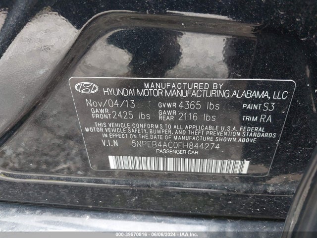 Hyundai SONATA GLS 2014 5NPEB4AC0EH844274 Image 9