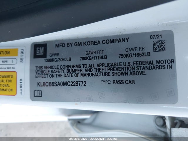 Chevrolet Spark Fwd Ls Automatic 2021 KL8CB6SA0MC228772 Image 9