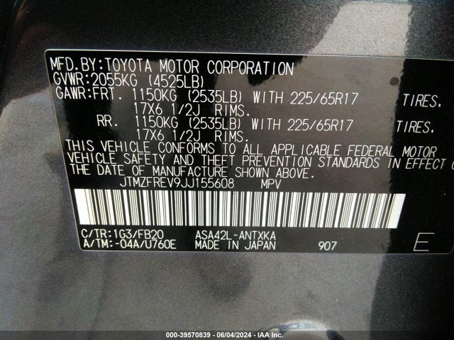 Toyota RAV4 LE 2018 JTMZFREV9JJ155608 Image 9