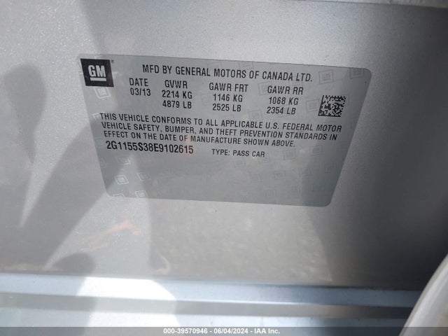 Chevrolet IMPALA 2LZ 2014 2G1155S38E9102615 Image 9