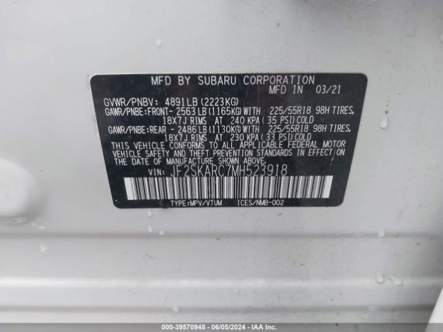 JF2SKARC7MH523918 Subaru Forester Sport