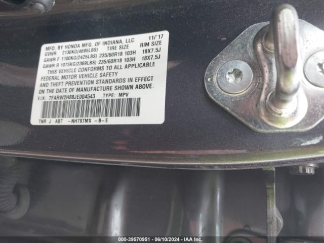 7FARW2H88JE004543 Honda Cr-v Ex-l/ex-l Navi