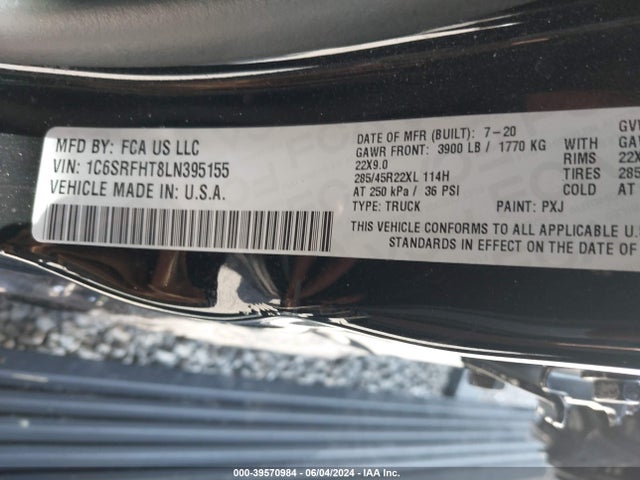 RAM 1500 Limited  4x4 5'7 Box 2020 1C6SRFHT8LN395155 Image 9