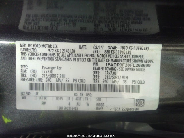 Ford FOCUS SE 2015 1FADP3F28FL268699 Image 9